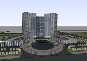 某办公大厦楼设计SU(草图大师)模型
