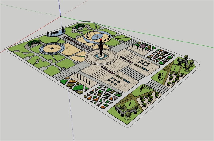 詳細廣場景觀設計su模型原創