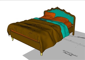 欧式卧室双人床设计SU(草图大师)模型
