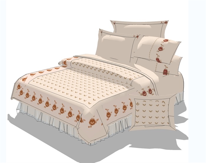 多种不同的卧室床设计su模型(3)