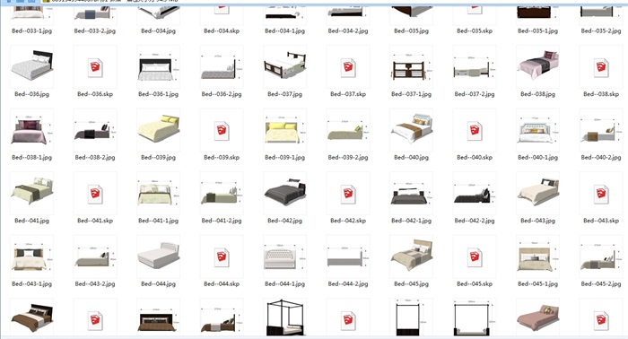 多种不同的卧室床设计su模型(7)