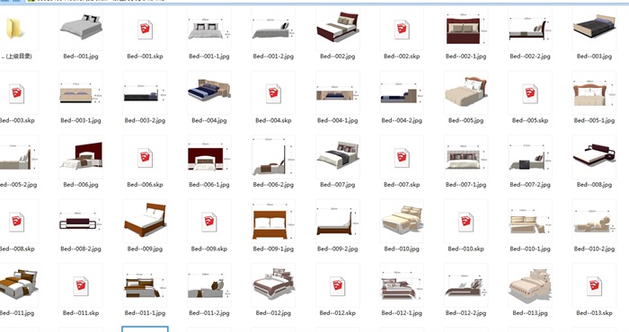 多种不同的卧室床设计su模型(5)