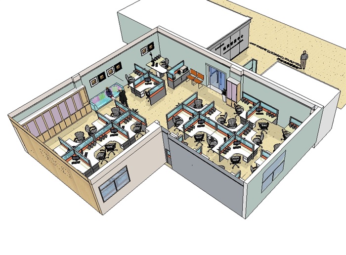 信贷公司办公空间设计su模型(1)