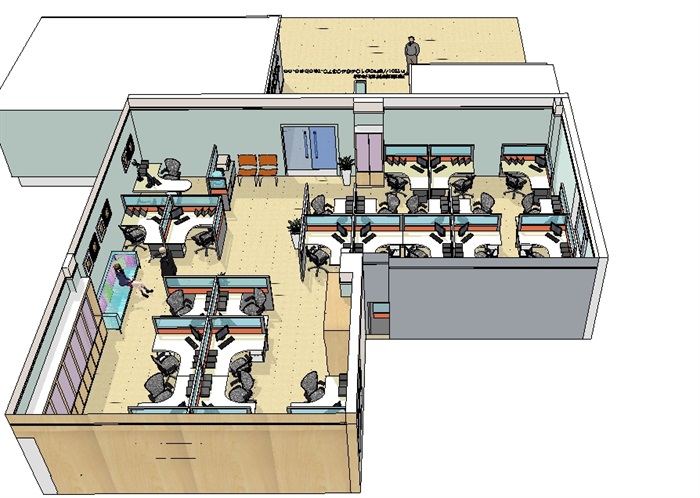 信贷公司办公空间设计su模型(2)