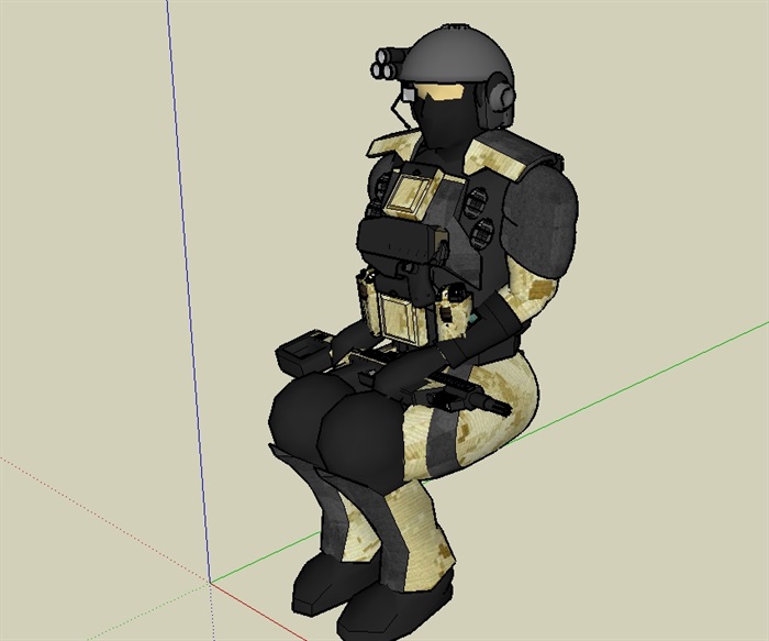 3D军事人物素材设计su模型(7)