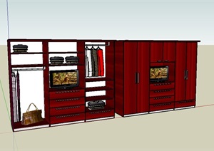 住宅卧室衣柜设计SU(草图大师)模型