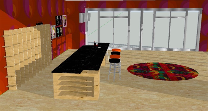 某住宅详细室内大厅空间设计su模型(3)