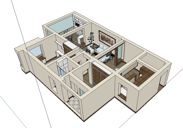 经典完整的室内装修设计su模型(1)