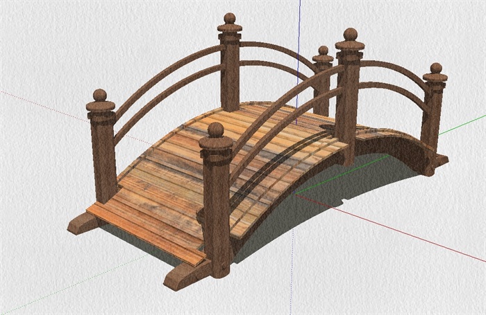 园林景观木质桥设计su模型(1)