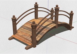 园林景观木质桥设计SU(草图大师)模型