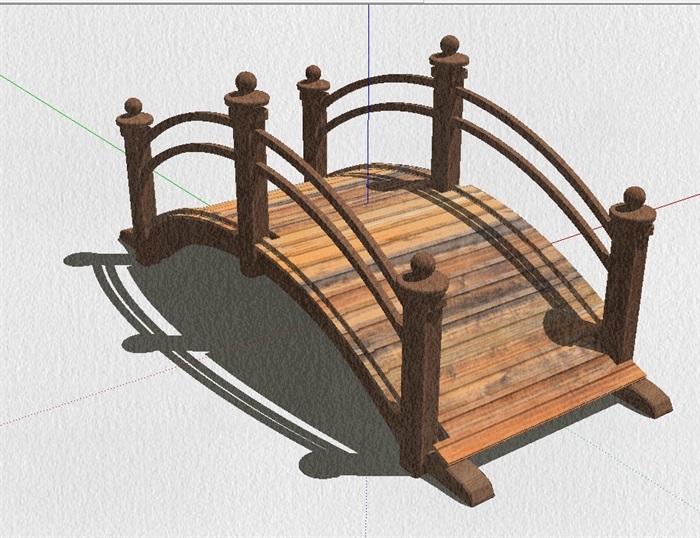 园林景观木质桥设计su模型(2)