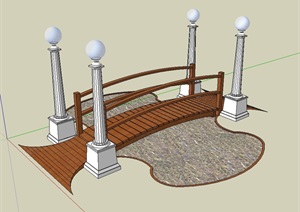 园林景观防腐木拱桥设计SU(草图大师)模型