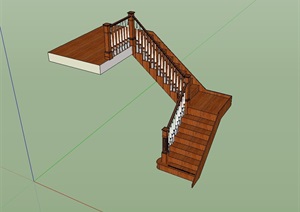 多种不同的楼梯及栏杆设计SU(草图大师)模型