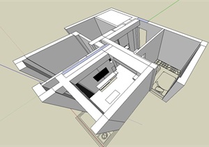 现代不完整室内空间设计SU(草图大师)模型