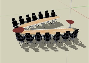 某室内详细办公桌椅设计SU(草图大师)模型