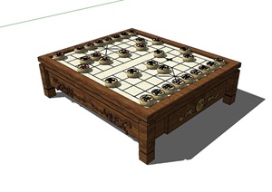 中式象棋桌子设计SU(草图大师)模型