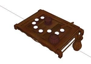 中式功夫茶具设计SU(草图大师)模型