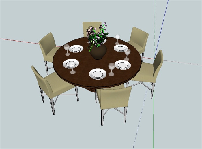 住宅空间餐桌椅设计su模型(1)