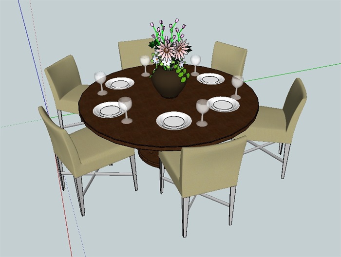 住宅空间餐桌椅设计su模型(3)