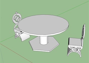 现代室内无材质贴图桌椅设计SU(草图大师)模型