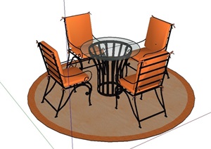 某现代简约餐桌椅设计SU(草图大师)模型