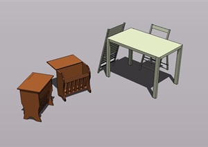 室内空间桌椅多个设计SU(草图大师)模型