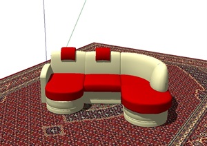 室内沙发及地毯设计SU(草图大师)模型