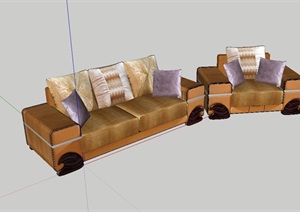 某客厅经典的室内沙发设计SU(草图大师)模型