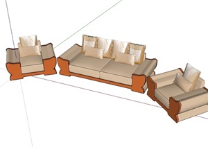 室内详细空间沙发设计SU(草图大师)模型