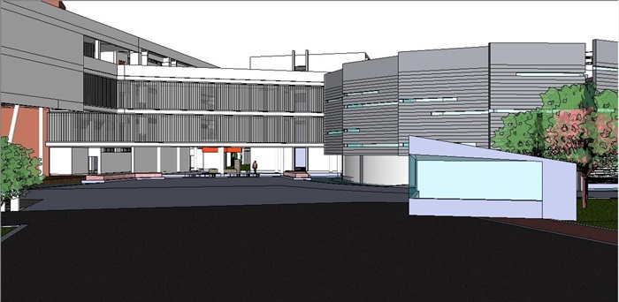 江漢大學藝術學院建築樓設計su模型[原創]