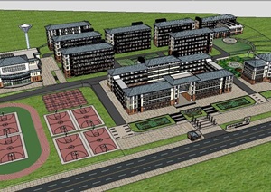 某大学学校整体规划建筑设计SU(草图大师)模型