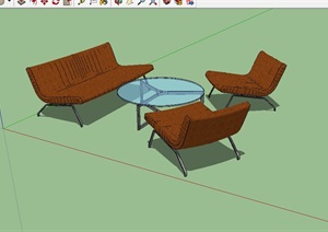 休息区沙发茶几组合设计SU(草图大师)模型