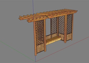 中式木廊架小廊架设计SU(草图大师)模型