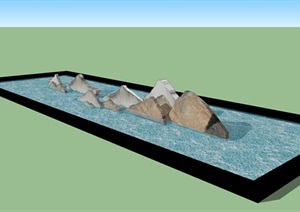 一组片岩景观小水景SU(草图大师)模型