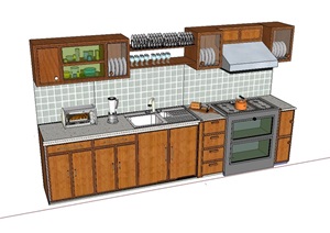 某室内厨房橱柜详细设计SU(草图大师)模型
