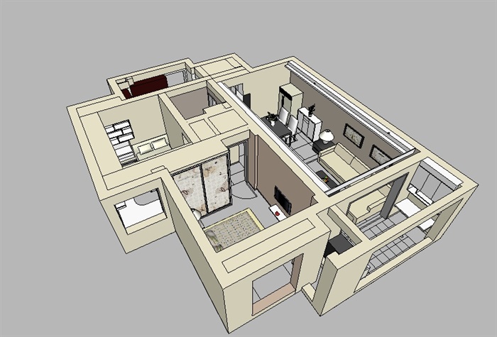 某住宅家装室内基本空间设计su模型(2)