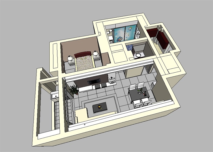 某住宅家装室内基本空间设计su模型(3)