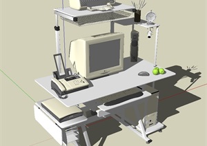 电脑桌及电脑设计SU(草图大师)模型