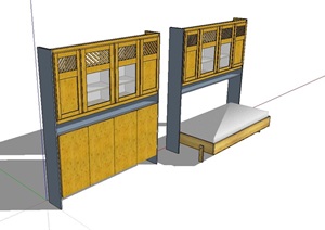 室内空间柜子组合设计SU(草图大师)模型