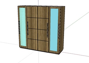 卧室双开门衣柜设计SU(草图大师)模型