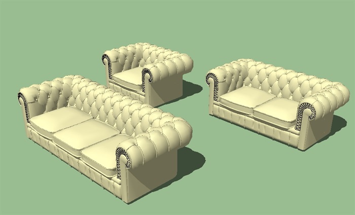 欧式三组室内沙发设计su模型[原创]