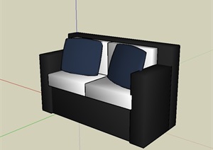 室内空间详细双人沙发SU(草图大师)模型