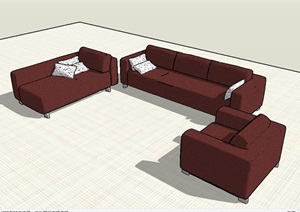客厅三组沙发详细设计SU(草图大师)模型