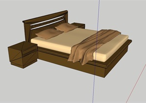 主卧室精致详细的卧室床设计SU(草图大师)模型