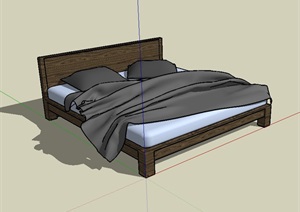 双人卧室床SU(草图大师)模型