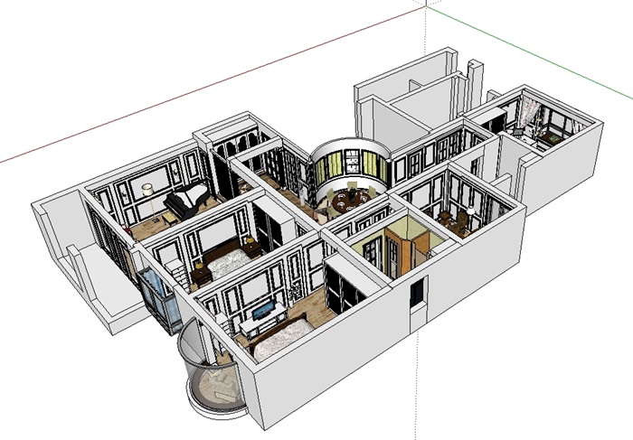 经典的住宅室内家装空间设计su模型(3)
