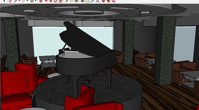 咖啡厅经典室内空间su模型(3)
