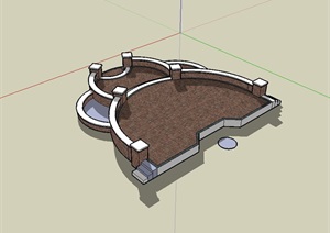 某现代小型广场铺装景观设计SU(草图大师)模型