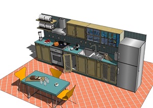某厨房橱柜及设施设计SU(草图大师)模型
