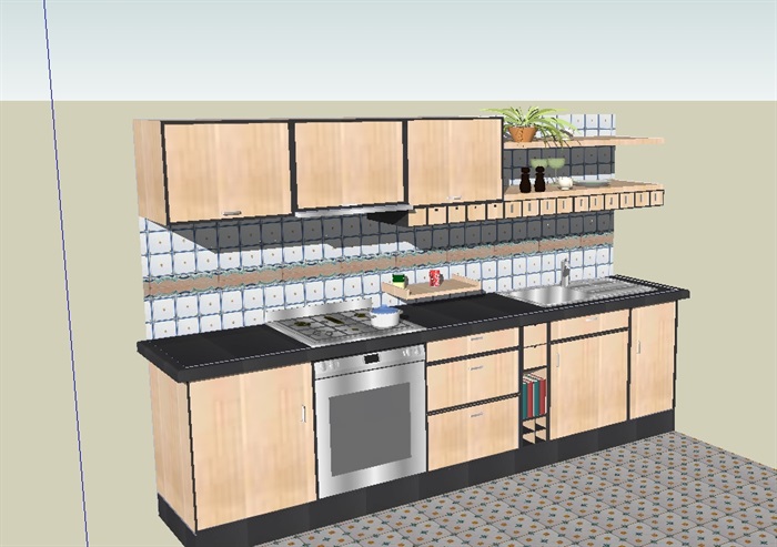 某室内厨房空间柜子详细设计su模型(2)